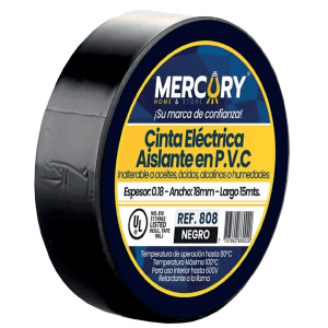 Cinta Aislante Mercury 3/4 X 15Mts Negra
